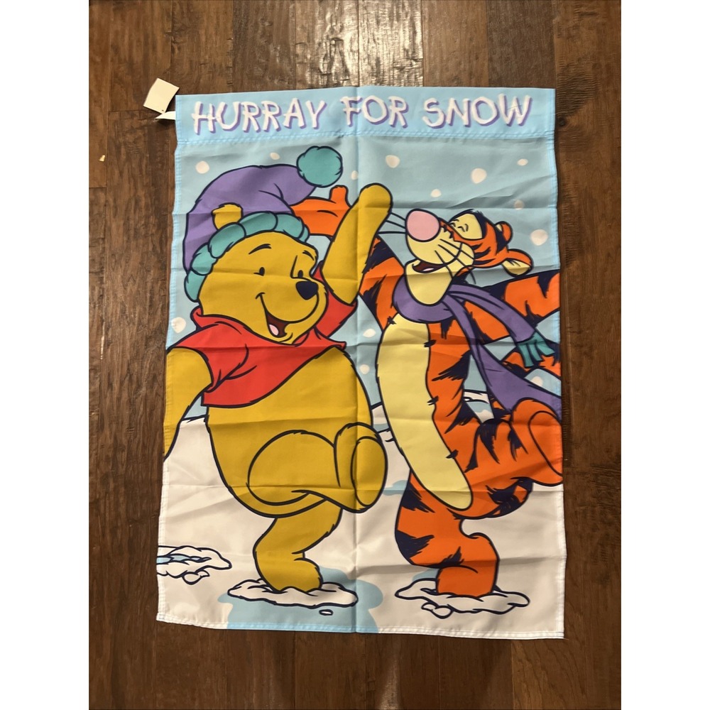 New Disney Winnie‎ the Pooh & Tigger Hurray for Snow Decor Flag Banner 40" x 29"
